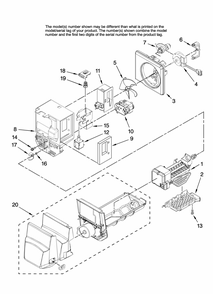 Motor And Ice Container Parts Diagram and Parts List for MFI2266AES11  Maytag Refrigerator