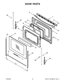 Door Parts Diagram and Parts List for AGR6603SFW4  Amana Range
