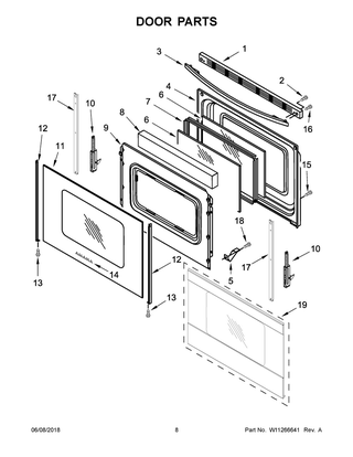 Door Parts Diagram and Parts List for ACR4503SFS2  Maytag Range