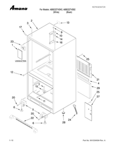 Cabinet Parts Diagram and Parts List for ABB2227VEB2  Amana Refrigerator