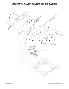 Controls And Water Inlet Parts Diagram and Parts List for NTW4705EW0  Amana Washer