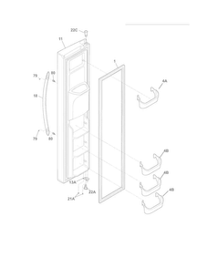 Freezer Door Diagram and Parts List for CRSH238MW1  Crosley Refrigerator