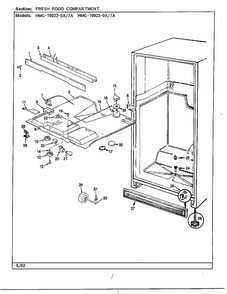 Fresh Food Compartment Diagram and Parts List for 19922-7A  Admiral Refrigerator