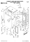 CABINET LINER AND DOOR PARTS Diagram and Parts List for JIM158XBRB1  Jenn-Air Ice Maker