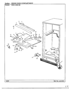 Fresh Food Compartment Diagram and Parts List for 23802-0B  Admiral Refrigerator