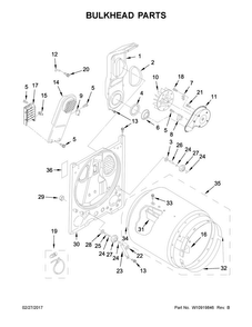 Bulkhead Parts Diagram and Parts List for 4KMEDC215FW0  Maytag Dryer