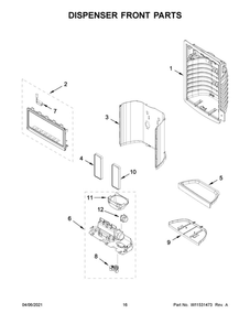 Dispenser Front Parts Diagram and Parts List for MFI2570FEW04  Maytag Refrigerator