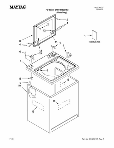 Top And Cabinet Parts Diagram and Parts List for 3RMTW4905TW2  Maytag Washer