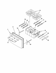 Freezer Door Parts Diagram and Parts List for MFI2269VEM1  Maytag Refrigerator
