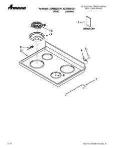 Cooktop Parts Diagram and Parts List for AER5522VCW1  Amana Range