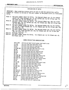 Explaination Of Notes/screw Descriptions Diagram and Parts List for 21694A  Admiral Refrigerator