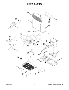 Unit Parts Diagram and Parts List for MFI2570FEZ13  Maytag Refrigerator