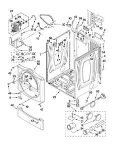 Cabinet Parts Diagram and Parts List for MDE25PDAZW0  Maytag Dryer