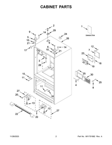 Cabinet Parts Diagram and Parts List for MFI2570FEZ15  Maytag Refrigerator
