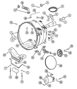 Outer Tub & Motor Diagram and Parts List for PVTEST1Q  Maytag Washer