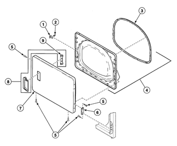 Door Assy Diagram and Parts List for SDG809LF  Speed Queen Dryer