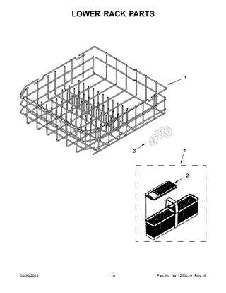 Lower Rack Parts Diagram and Parts List for MDB8989SHZ0  Maytag Dishwasher