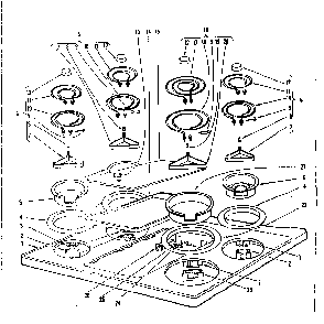 Cook Top Section Diagram and Parts List for 101935600  Kenmore Range