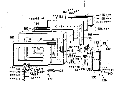 Door Assembly Diagram and Parts List for 5629907310  Kenmore Microwave