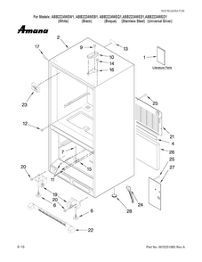 Cabinet Parts Diagram and Parts List for ABB2224WES1  Amana Refrigerator