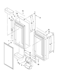 Refrigerator Door Parts Diagram and Parts List for JFC2290VPY2  Jenn-Air Refrigerator
