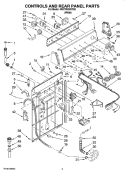 CONTROLS AND REAR PANEL PARTS Diagram and Parts List for 4KHTW4505TQ0  Magic Chef Washer