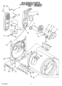 BULKHEAD PARTS Diagram and Parts List for 7MMGD6630TQ1  Maytag Dryer