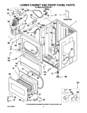 LOWER CABINET AND FRONT PANEL PARTS Diagram and Parts List for MLE24PRAYW1  Maytag Dryer
