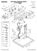 TOP AND CONSOLE PARTS Diagram and Parts List for MGD5920TW0  Maytag Dryer