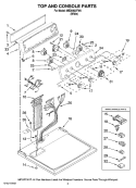 TOP AND CONSOLE PARTS Diagram and Parts List for MED5920TW0  Maytag Dryer