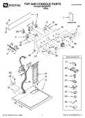 TOP AND CONSOLE PARTS Diagram and Parts List for MGD5900TW1  Maytag Dryer