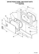 DRYER FRONT PANEL AND DOOR PARTS Diagram and Parts List for YMET3800TW0  Maytag Washer Dryer Combo