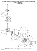 BRAKE, CLUTCH, GEARCASE, MOTOR AND PUMP PARTS Diagram and Parts List for MET3800TW0  Maytag Washer Dryer Combo
