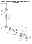 BRAKE, CLUTCH, GEARCASE, MOTOR AND PUMP PARTS Diagram and Parts List for NTW5205TQ0  Amana Washer