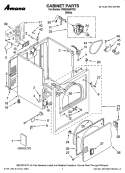 CABINET PARTS Diagram and Parts List for YNED5500TQ0  Amana Dryer