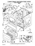 LOWER CABINET AND FRONT PANEL PARTS Diagram and Parts List for MLG24PDAGW1  Maytag Dryer