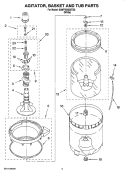 AGITATOR, BASKET AND TUB PARTS Diagram and Parts List for 6AMTW5855TQ0  Maytag Washer
