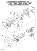 MOTOR AND ICE CONTAINER PARTS Diagram and Parts List for MFI2266AEW10  Maytag Refrigerator