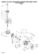 BRAKE, CLUTCH, GEARCASE, MOTOR AND PUMP PARTS Diagram and Parts List for 6AMTW5455TQ0  Maytag Washer