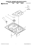 COOKTOP, BURNER AND GRATE PARTS Diagram and Parts List for JGC8430CDS10  Jenn-Air Cooktop