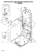 DRYER SUPPORT AND WASHER HARNESS PARTS Diagram and Parts List for YMET3800TW1  Maytag Washer Dryer Combo