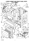 LOWER CABINET AND FRONT PANEL PARTS Diagram and Parts List for MLG24PDAWW1  Maytag Dryer