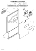 DOOR AND LATCH PARTS Diagram and Parts List for JDB1105AWS10  Jenn-Air Dishwasher