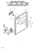 DOOR AND LATCH PARTS Diagram and Parts List for ADB2500AWB37  Amana Dishwasher