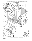 LOWER CABINET AND FRONT PANEL PARTS Diagram and Parts List for MLE24PRAZW0  Maytag Dryer