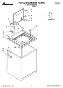 TOP AND CABINET PARTS Diagram and Parts List for NTW5205TQ0  Amana Washer