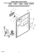 DOOR AND LATCH PARTS Diagram and Parts List for ADB1500AWW37  Amana Dishwasher