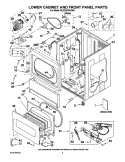 LOWER CABINET AND FRONT PANEL PARTS Diagram and Parts List for MLG24PDAGW0  Maytag Dryer