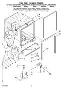 TUB AND FRAME PARTS Diagram and Parts List for JDB1250AWB10  Jenn-Air Dishwasher