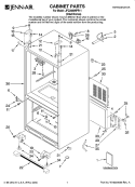 CABINET PARTS Diagram and Parts List for JFC2089HPR11  Jenn-Air Refrigerator